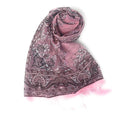 Casaba Women's Elegant Paisley Sheer Scarf Scarves Intricate Brocade Tapestry-Pink-