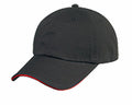 Sandwich Baseball Low Crown 6 Panel Unstructured Caps Hats 100% Washed Cotton-Black/Red-