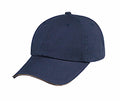 Sandwich Baseball Low Crown 6 Panel Unstructured Caps Hats 100% Washed Cotton-Navy/Khaki-