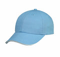 Sandwich Baseball Low Crown 6 Panel Unstructured Caps Hats 100% Washed Cotton-Col Blue/White-