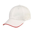 Sandwich Baseball Low Crown 6 Panel Unstructured Caps Hats 100% Washed Cotton-White/Red-