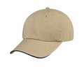 Sandwich Baseball Low Crown 6 Panel Unstructured Caps Hats 100% Washed Cotton-Khaki/Navy-