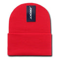 Classic Decky Cuffed Long Beanies Acrylic Ski Skull Winter Warm Hats Caps Unisex-186 - Red-