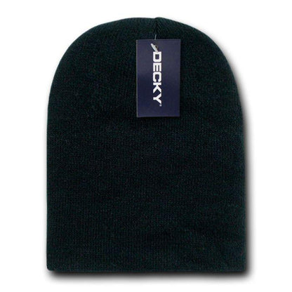 Classic Decky Short Knitted Acrylic Warm Beanies Skull Ski Caps Hats Unisex-Black-