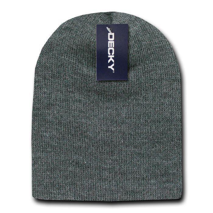 Classic Decky Short Knitted Acrylic Warm Beanies Skull Ski Caps Hats Unisex-Heather Charcoal-
