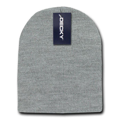 Classic Decky Short Knitted Acrylic Warm Beanies Skull Ski Caps Hats Unisex-Heather Grey-
