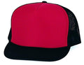Classic Trucker Baseball Hats Caps Foam Mesh Blank Solid Two Tone Snapback Adult Youth-BLACK/RED-