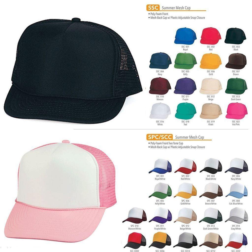 Classic Trucker Baseball Hats Caps Foam Mesh Blank Solid Two Tone Snapback Adult Youth-RED / WHITE / ROYAL-