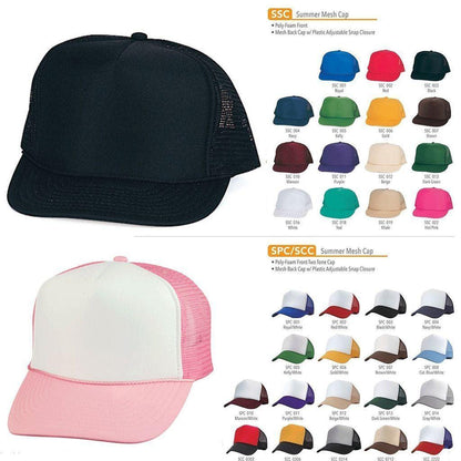 Classic Trucker Baseball Hats Caps Foam Mesh Blank Solid Two Tone Snapback Adult Youth-RED / WHITE / ROYAL-