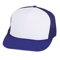 Classic Trucker Baseball Hats Caps Foam Mesh Blank Solid Two Tone Snapback Adult Youth-ROYAL/WHITE-