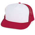 Classic Trucker Baseball Hats Caps Foam Mesh Blank Solid Two Tone Snapback Adult Youth-RED/WHITE-