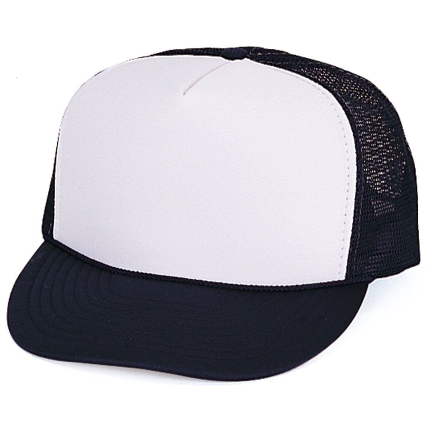 Classic Trucker Baseball Hats Caps Foam Mesh Blank Solid Two Tone Snapback Adult Youth-BLACK/WHITE-