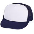 Classic Trucker Baseball Hats Caps Foam Mesh Blank Solid Two Tone Snapback Adult Youth-NAVY/WHITE-