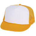 Classic Trucker Baseball Hats Caps Foam Mesh Blank Solid Two Tone Snapback Adult Youth-GOLD/WHITE-