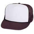 Classic Trucker Baseball Hats Caps Foam Mesh Blank Solid Two Tone Snapback Adult Youth-BROWN/WHITE-
