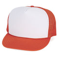 Classic Trucker Baseball Hats Caps Foam Mesh Blank Solid Two Tone Snapback Adult Youth-ORANGE/WHIITE-