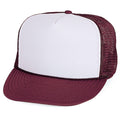 Classic Trucker Baseball Hats Caps Foam Mesh Blank Solid Two Tone Snapback Adult Youth-MAROON/WHITE-
