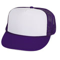Classic Trucker Baseball Hats Caps Foam Mesh Blank Solid Two Tone Snapback Adult Youth-PURPLE/WHITE-