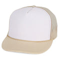 Classic Trucker Baseball Hats Caps Foam Mesh Blank Solid Two Tone Snapback Adult Youth-BEIGE/WHITE-