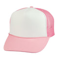 Classic Trucker Baseball Hats Caps Foam Mesh Blank Solid Two Tone Snapback Adult Youth-PINK/WHITE-