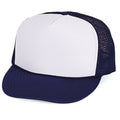 Classic Trucker Baseball Hats Caps Foam Mesh Blank Solid Two Tone Snapback Adult Youth-YOUTH -NAVY/WHITE-