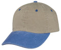 Classic Washed Cotton Pigment Dyed Vintage 6 Panel Low Crown Baseball Caps Hats-ROYAL/KHAKI-