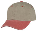 Classic Washed Cotton Pigment Dyed Vintage 6 Panel Low Crown Baseball Caps Hats-RED/KHAKI-