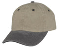 Classic Washed Cotton Pigment Dyed Vintage 6 Panel Low Crown Baseball Caps Hats-BLACK/KHAKI-