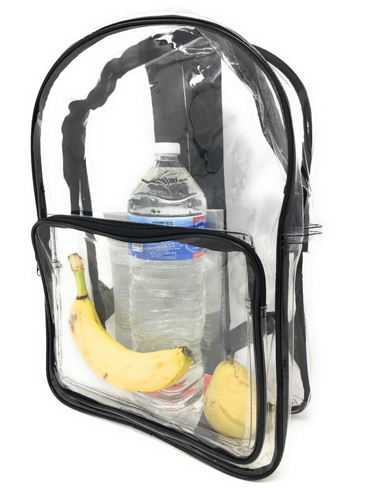 Clear Transparent Backpack Book Bag School Concerts Sports Stadium TSA Security-