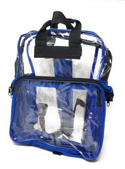 Clear Transparent Backpack Book Bag School Stadium Security Tsa Travel Rally 12X15inch-Royal Blue-