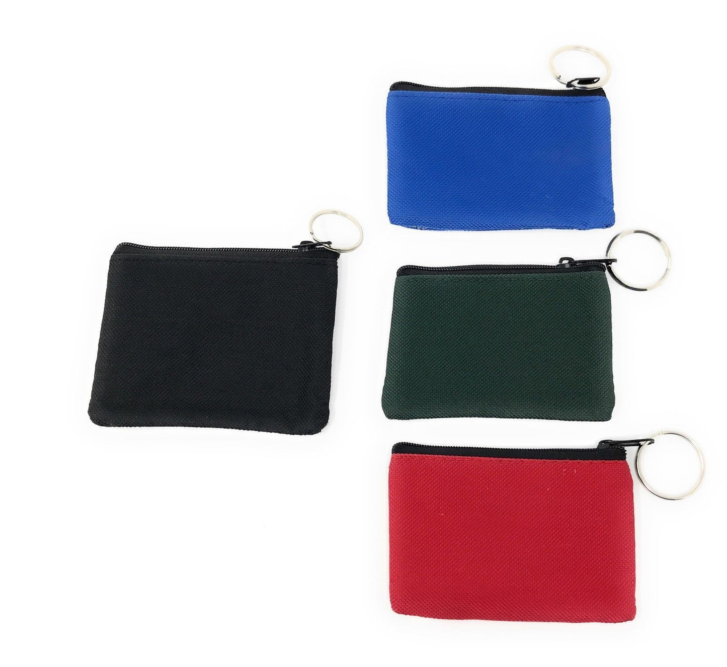 Coin Pouch Wallet Change Holder Purse With Key Chains 4 Colors Id Holder Cards-Black-