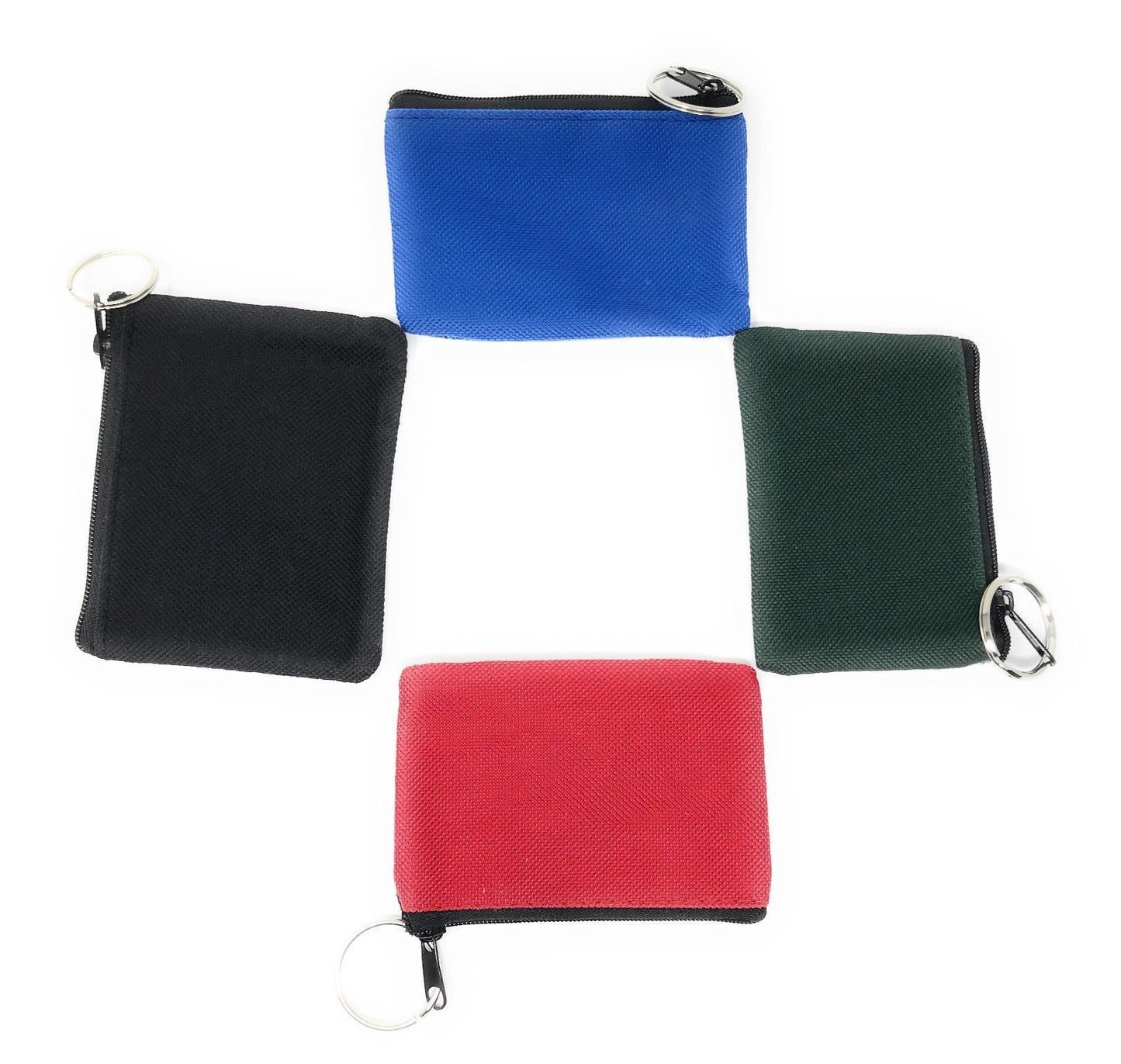 Coin Pouch Wallet Change Holder Purse With Key Chains 4 Colors Id Holder Cards-Black-