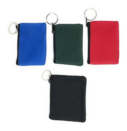 Coin Pouch Wallet Change Holder Purse With Key Chains 4 Colors Id Holder Cards-Black-