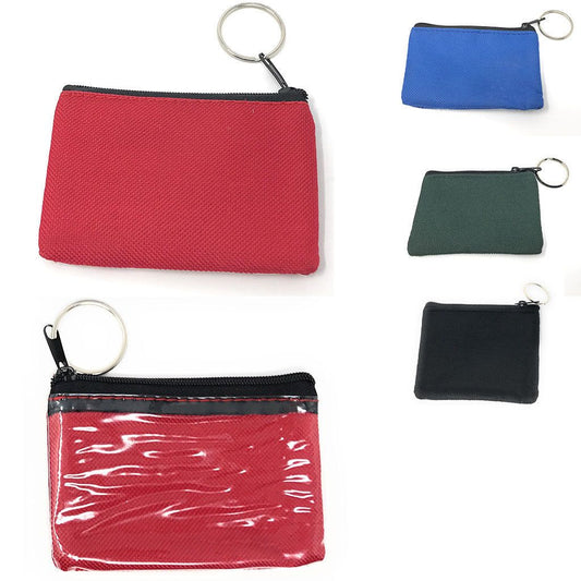 Coin Pouch Wallet Change Holder Purse With Key Chains 4 Colors Id Holder Cards-Black-