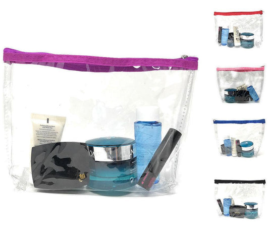 TSA Friendly Unisex Toiletry Clear Cosmetics Pouch Bags Travel Airport Security-Red-
