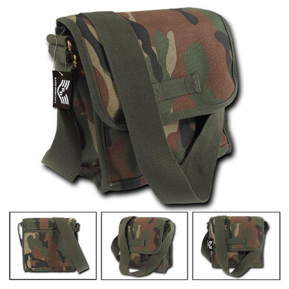 Cotton Canvas Woodland Camouflage Satchel Field Messenger Bag Crossbody Backpack-