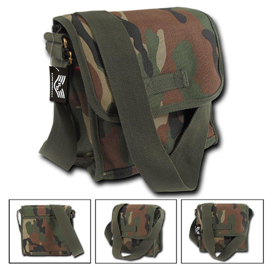 Cotton Canvas Woodland Camouflage Satchel Field Messenger Bag Crossbody Backpack-