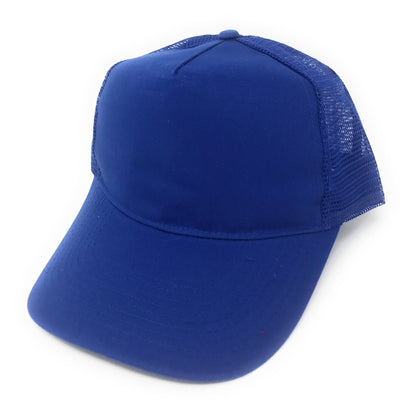 Cotton Twill Baseball Mesh Trucker 5 Panel Constructed Hats Caps-ROYAL-