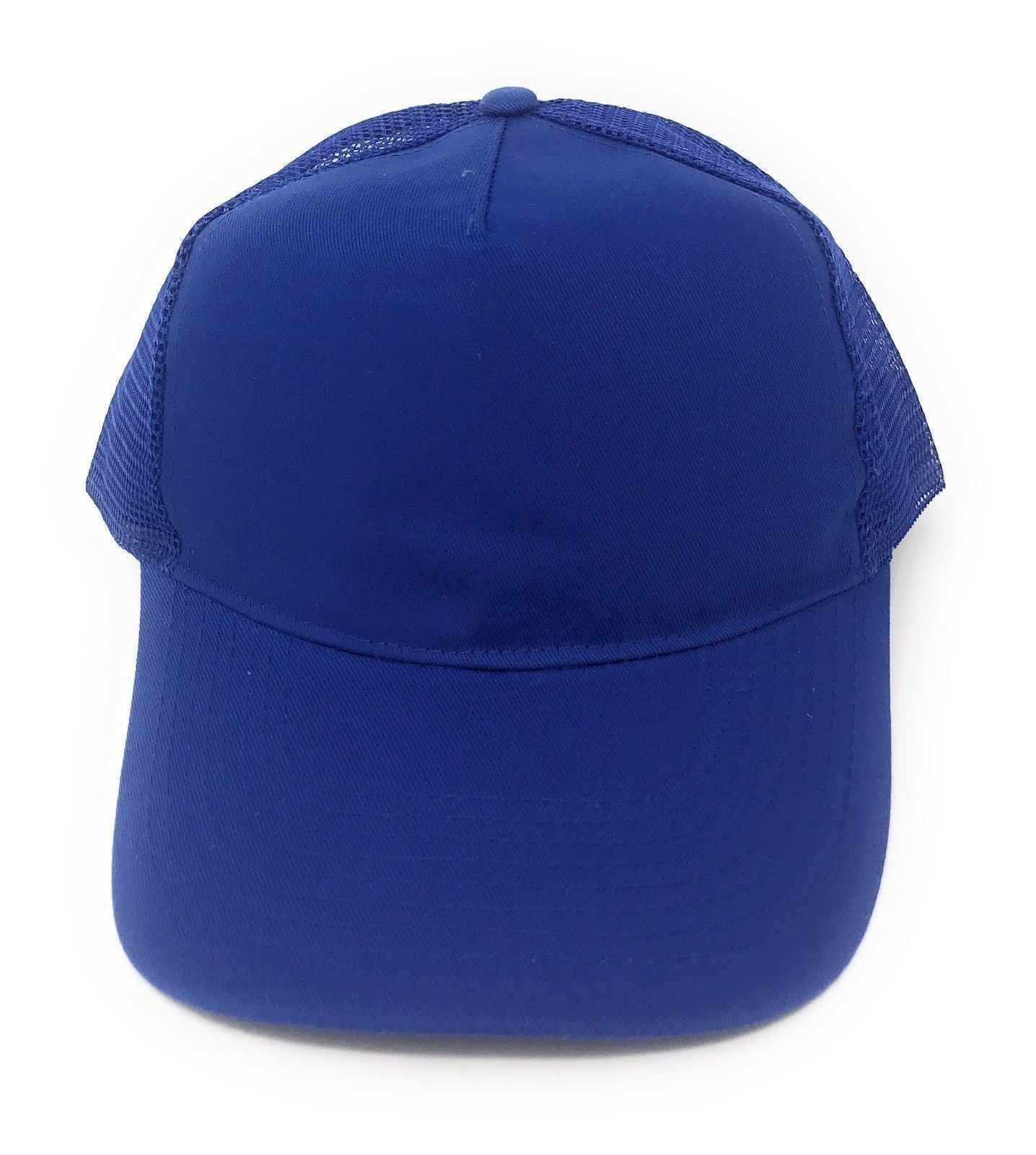 Cotton Twill Baseball Mesh Trucker 5 Panel Constructed Hats Caps-ROYAL-