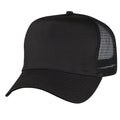 Cotton Twill Baseball Mesh Trucker 5 Panel Constructed Hats Caps-BLACK-