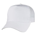 Cotton Twill Baseball Mesh Trucker 5 Panel Constructed Hats Caps-WHITE-