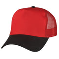 Cotton Twill Baseball Mesh Trucker 5 Panel Constructed Hats Caps-BLACK/RED-