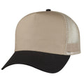 Cotton Twill Baseball Mesh Trucker 5 Panel Constructed Hats Caps-BLACK/KHAKI-