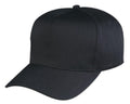 100% Cotton Twill 5 Panel Baseball Hats Caps Hook and Loop Closure-BLACK-
