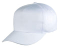 100% Cotton Twill 5 Panel Baseball Hats Caps Hook and Loop Closure-WHITE-