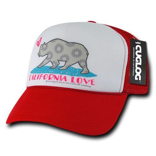 Cuglog 5 Panel California Love Foam Trucker Baseball Hat Cap California Bear-Black-