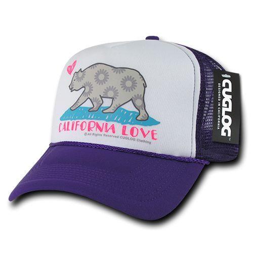 Cuglog 5 Panel California Love Foam Trucker Baseball Hat Cap California Bear-Black-