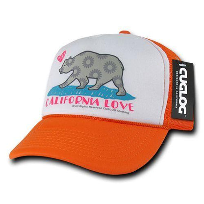 Cuglog 5 Panel California Love Foam Trucker Baseball Hat Cap California Bear-Black-