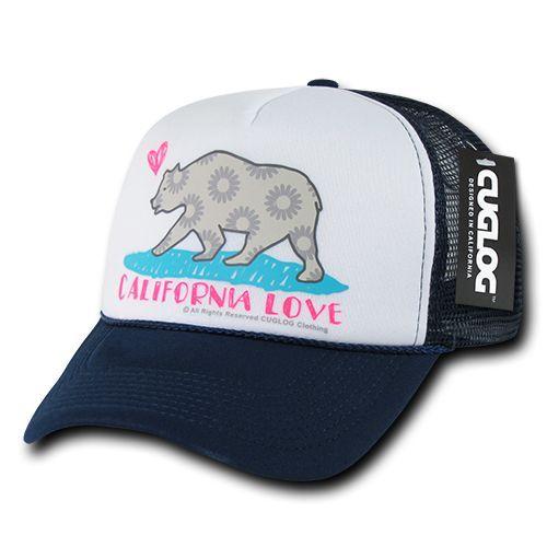 Cuglog 5 Panel California Love Foam Trucker Baseball Hat Cap California Bear-Black-