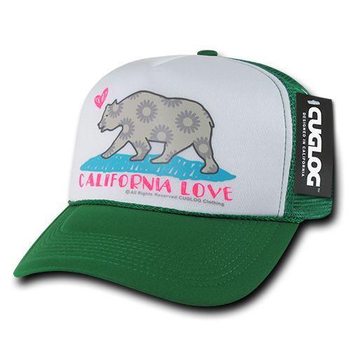 Cuglog 5 Panel California Love Foam Trucker Baseball Hat Cap California Bear-Black-